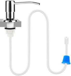 Dish Soap Dispenser for Kitchen Sink, Countertop Sink Soap Dispenser Water Pump with 47” No-Spill Extension Tube Kit Design for Kitchen Bathroom (Chrome)