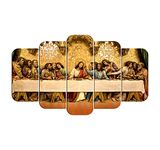 Casa Rica Wood Last Supper Of Jesus Christ Photo Frame Painting Wall Hanging Home Decor For Wall 18"X 30" Inch Set Of 5 Mdf (Fga 005) Laser Cut