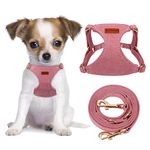 CHEDE No Pull Puppy Harness and Multifunction Dog Leash Set- 8 Colors Soft Adjustable No Choke Escape Proof Cute,Lightweight Pet Vest Harness for Small and Medium Dog (XXS, Antique Pink)