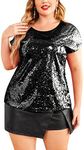 IN'VOLAND Women's Sequin Tops Plus 