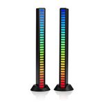 Auraglow Sound Activated LED Light Bar - Wireless Rechargeable RGB Rhythm Light - Noise Cancellation, 16 Display Modes - Perfect for Music, Gaming, TV - Twin Pack