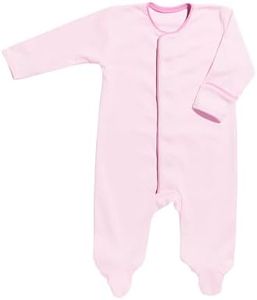 Babynetic Magnetic Baby Footie - Peruvian Pima Cotton, Premium Infant One-Piece with Easy Magnetic Closures, Soft Breathable Fabric – Petal Pink, 3-6 Months