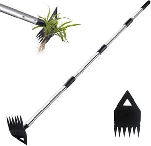 PIMEKOY Extracteur de mauvaises herbes avec long manche, outils de désherbage pour jardin, houe de jardin, râteau pour déracinage
