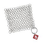 CM SCRUBBER Knapp Made Original 4" Cast Iron Scrubber- Chainmail Scrubber for Cast Iron Pans, Hard Anodized Cookware and Other Pots. Stainless Steel Cast Iron Cleaner.