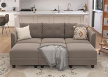 LLappuil Modular Sectional Sleeper Sofa with Storage, Waterproof, Anti-Scratch Velvet 6 Seater Couch Bed, Grey Brown