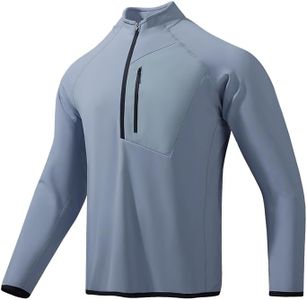 QISENWEI Men's Quarter Zip Pullover Long Sleeve Shirt - Moisture Wicking, Quick Dry Athletic & Casual for Running, Golf (US, Alpha, Small, Regular, Regular, Glacier Blue)