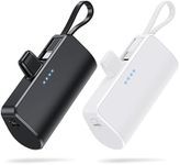 [2 Pack] Mini Portable Charger Power Bank for iPhone,[2024 Upgraded] 5200mAh PD Battery Pack Built-in USB C Cable, Backup Charger Compatible with iPhone 15/14/14 Pro Max/13/12/11/XR/8/7/6,Android etc