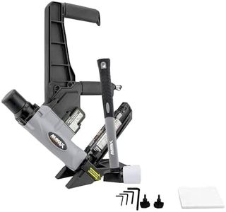NuMax S50LSDH Pneumatic 2-in-1 15.5-Gauge and 16-Gauge 2" Dual Handle Flooring Nailer / Stapler with Flooring Mallet and Interchangeable Base Plates