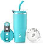 Ideus 24oz Insulated Travel Coffee Tumbler, Coffee Cups with Lids and Straw, Stainless Steel Coffee Mug, Double Wall Vacuum Flask for Adult Men and Women, Sky Blue
