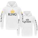 Micaxili Couple Hoodie for Him and Her Hoodie King Queen Matching Hoodie for Couples Sweatshirt Gifts for Anniversary 1 Piece(WH-Queen-M)