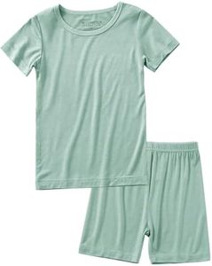 Jimonda Baby Boys Girls Pajama Sets Toddler Sleepwear Cool Jammies 2pcs Viscose from Bamboo PJs Short Sleeved 18M-8Y(Cyan-3T)