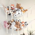 Cozee Corner Soft Toy Organizer, Macrame Hammock for Kids Room, Toys Storage Rack, Kids Bedroom, Baby Nursery and Playroom Decor (White)