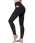 Polygon Yoga Pants for Women, High Waisted Leggings with Pockets, Tummy Control Non See Through Workout Pants(Black-M)