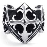 Konov Jewelry Mens Stainless Steel Ring, Gothic Celtic Cross Shield, Black Silver, with Gift Bag, Size 15, C23383-15