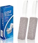 4TH Pumice Stone for Toilet Bowl Cleaning,Scouring Stick with Handle,Powerfully Away Limescale Stain,Hard Water Ring, Calcium Buildup,Iron,Rust.Remover for Tile Bath-tub - 2 Pack