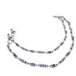 Anika Jewellers Anklet White Ruby Emerald Anklets. 92.5 Sterling Silver Handmade Jewellery Anklets.Women For Anklets. Gift For Anklets.