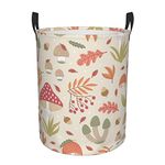 Mushroom Laundry Hamper Collapsible Laundry Baskets with Handles Dirty Foldable Clothes Basket Easy Carry Laundry Bag Round Storage Basket for Bedroom Toy Leaves