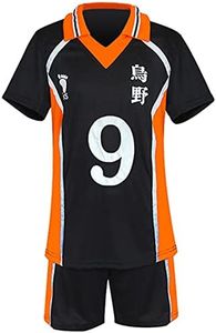 MINIDORA Conjunto de Camiseta y Pantalones Cortos Hinata Shoyo Hombre Manga Corta Camiseta Karasuno High School Voleibol Club (Negro 9, S)