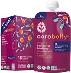 Cerebelly Baby Food Pouches – Organic Beet Carrot Blueberry (4 oz, Pack of 12) - Toddler Snacks, 16 Brain-supporting Nutrients, Healthy Snacks, Made with Gluten-Free Ingredients, No Added Sugar