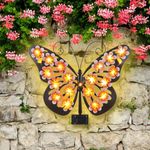 Butterfly Outdoor Wall Decor with Solar Lights,Fence Decorations Outdoor Metal Art Decor, Butterfly Garden Decor Gifts for Women Men,Waterproof Solar Lights Outside for Yard, Patio, Landscape,Balcony