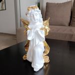 ALILA White Fairy Angel With Wings Figurine Statue For Home Living Room Garden Shelf Mantel Decor Decoration Gifting Item, 8 Inches, Fantasy