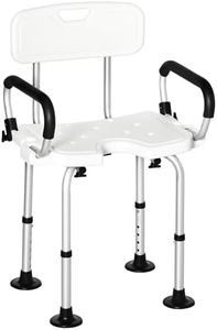 HOMCOM Sedia per Doccia per Anziani, Disabili e Donne Incinte Imbottita con Forma a U, 54x52x70-82cm, Bianco