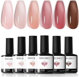 Modelones Gel Nail Polish 6 Colors Jelly Gel Polish Nude Neutral Brown Nail Gel Polish Shimmery Glitter Translucent Nail Art Gel Kit Soak off Gel Manicure DIY Salon Nail Gift