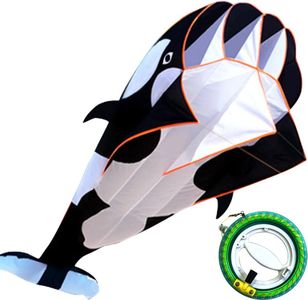 HENGDA KITE 3D Whales Kite,with 700 Feet Kite Reel String,for Kids and Adults,Easy to Fly,The Pictures are Beautiful in high Definition,Suitable for Beginners Black