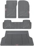 Motor Trend FlexTough Advanced Gray Rubber Car Floor Mats with Cargo Liner Full Set - Front & Rear Combo Trim to Fit Floor Mats for Cars Van SUV, All Weather Automotive Floor Liners