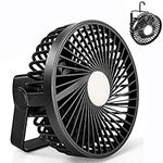 Odoland Camping Fan with Lantern, Rechargeable Battery Operated Fan with Hang Hook, Portable Camp Tent Fan with LED Light, USB Table Fan for Outdoor, Hurricane Emergency, Hiking, Power Outages