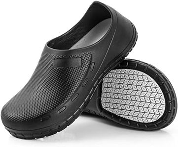 Chef Shoes for Men,Non Slip Oil Resistant Waterproof Safety Garden Work Shoes Comfortable Nursing Shoes for Nurse Crews Indoor Outdoor, Chef Clogs for Kitchen Restaurant Garden Bathroom Black