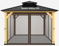 10-ft x 12-ft Gazebo Replacement Mosquito Netting,Universal 4-Panel Mesh Screen Walls with Zippers(Only Netting)-Brown