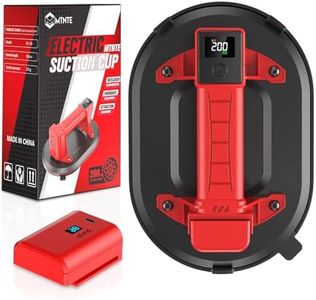Mtnte Electric Vacuum Suction Cup for Glass - 440lbs Lifter with Digital Display, 8H Battery for Large Tile/Floor/Windshield, 3-Layer Leakproof, 13000RPM Motor (Red)