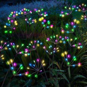 Solar Garden Lights,Swaying Twinkling Firework Lights with,4-pcak,Total 240LEDs,Outside Christmas Decorations Gifts,Waterproof Solar Garden Stake Lights for Yard/Pathway/Lawn Decor (Model B-Colorful)