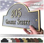 Whitehall™ Personalized Cast Metal Address Plaque with Arch Top. Made in the USA. BEWARE OF IMPORT IMITATIONS. Display Your Address and Street Name. Custom House Number Sign. Wall Mounted Sign.