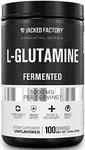 Jacked Factory L-Glutamine Powder - Vegan Fermented L Glutamine Supplement for Post Workout Muscle Recovery, Immunity, Digestive Health