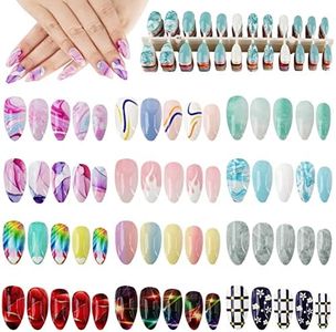 288PCS Faux Ongles en Pointe Colorés Nail Art Couverture Complète à Ongles Accessoires Bricolage Ongles Cadeau Femme Fille Noël