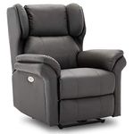 More4Homes OAKFORD ELECTRIC AUTO RECLINER WING BACK LOUNGE BONDED LEATHER CHAIR WITH USB CHARGER (Slate)