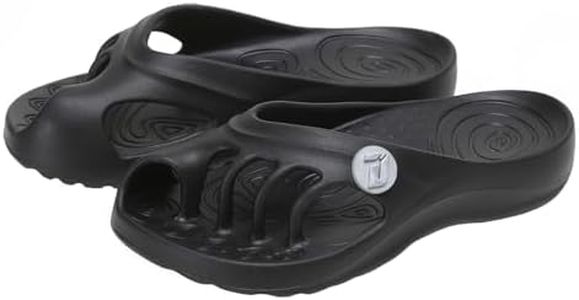 DELLIGENT Toe Separators for Women, Comfortable EVA Toe Separation Slippers with Arch and Heel Support, Spa Style Flip Flops for Home, Pilates, and Yoga (Black, 9)