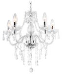 T&S 5 Light Chandelier,Pendant Lamp,Chrome,Clear.Acrylic Bedroom Living Room Ceiling Light … (Chrome) (Clear) (200)