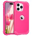 BENTOBEN for iPhone 15 Pro Max Case, Phone Case iPhone 15 Pro Max, Heavy Duty 3 in 1 Full Rugged Shockproof Protective Hybrid Hard PC Soft Rubber Bumer Protection Girls Women Boys Men Cover, Hot Pink