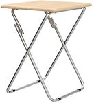 Unibos Space Saving Folding Table Side Table Picnic Garden Patio BBQ Party Table Home Furniture Office Compact Desk Study Desk with Metal Legs (Natural)