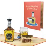 CNLITIHEKA Whiskey Pop Up Card, 3D Pop Up Birthday Card, Fathers Day Pop Up Card, Beer Popup Greeting Card for Dad, Brother, Friend.