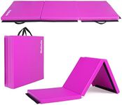 Bonnlo 6' Folding Tri-fold Gymnastics Gym Exercise Aerobics Mat, 6’x 2’x 2” PU Leather Tumbling Mats for Stretching Yoga Cheerleading Martial Arts (Purple)