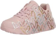 Skechers Girls Uno Lite-Metallic Love Sneaker, Mauve/Multi, 6 Big Kid