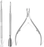 Makartt Cuticle Trimmer with Cuticle Pusher, Silver Nail Trimmer Nail Care Manicure and Pedicure Kit with Stainless Steel Cuticle Nipper and Dual End Nail Pushers for Home Salon Use (Pack of 3 PCS)