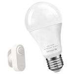 Motion Sensor Light Bulbs for Outdoor/Indoor, 10W Motion Detector LED Bulb, 120W Equivalent, A19 E26 6500K Daylight, Auto Activated Dusk to Dawn Security Lights for Basement Garage Stairs Patio