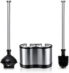 ToiletTree Products Modern Deluxe Freestanding Toilet Brush and Plunger Combo (Stainless Steel, Brush and Plunger Combo Set 4.5” x 9.75” x 18.5")