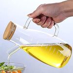 BIG CART Borosilicate Oil Dispenser & Stoppers Bottle with Handle and Air Tight Wooden Lid 750 ML (Pack of 1)