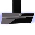 Klarstein BigBite 90 Cooker Hood - 90cm Angled Extractor Hood, 305 m³/h Air Flow, A++ Energy Efficiency, WiFi/App Control, Touchscreen, LED Lighting, Quiet 49 dB, Black, Ducted & Recirculating